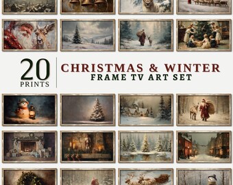 20 Vintage Christmas Frame TV Art | Rustic Winter Samsung Frame Art Set | Dark Cozy Holiday Decor | Antique Christmas Digital Prints