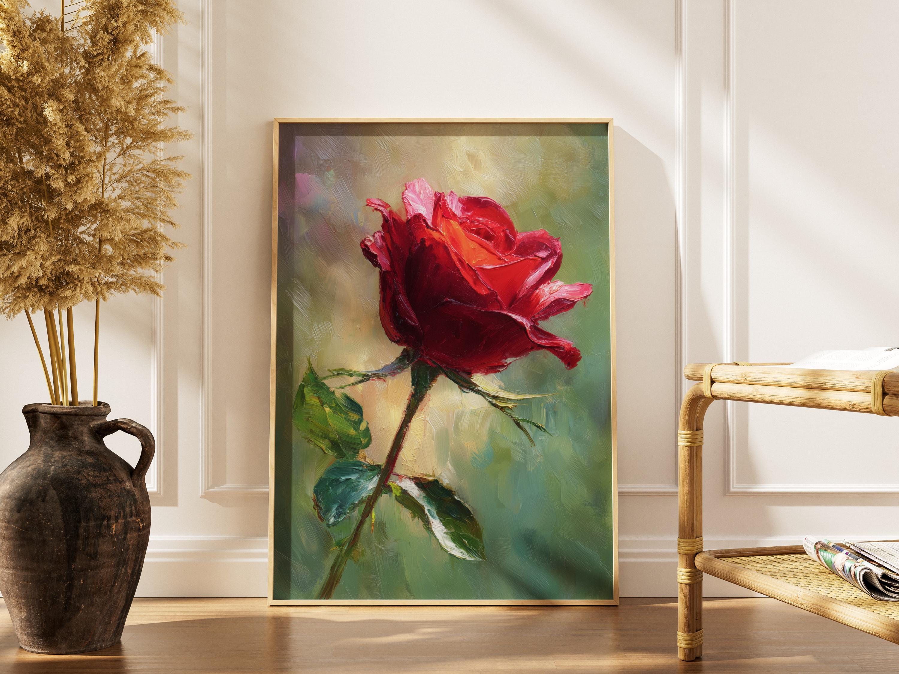 Red Rose Printable Wall Art — Romantic Floral Valentine’s Day Decor ...