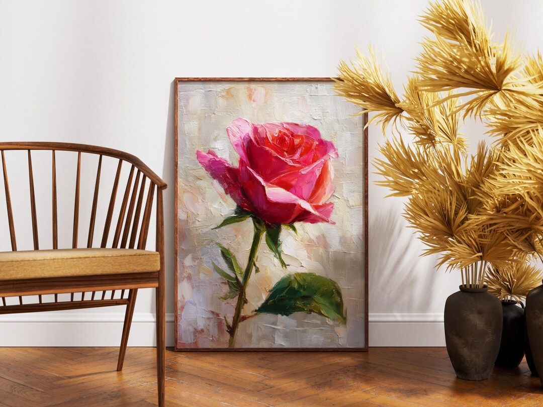 Pink Rose Printable Wall Art — Romantic Floral Valentine’s Day Decor ...