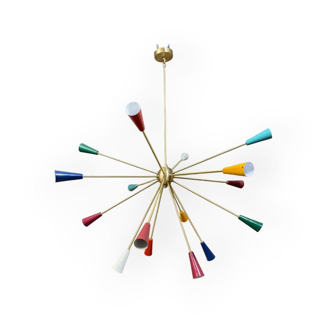 Mid Century Modern Sputnik Chandelier – 14-light Brass Ceiling Fixture ...