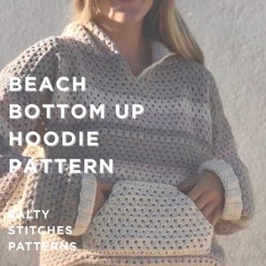 Crochet Hoodie Sweater Pattern, Beginner Beachy Top, Summer Clothing Project Digital Pattern