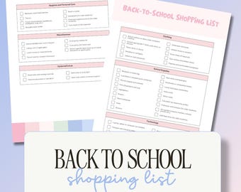 新学期準備のための買い物チェックリスト（印刷可能）｜学用品リスト｜子供向け学校チェックリスト｜編集可能なCanvaテンプレート（PDF）