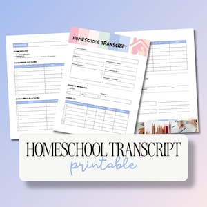 Printable Homeschool Transcript Template | High School Record PDF | 3 Page Academic Transcript | Homeschool Documentation Printable