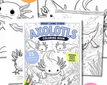 アホロートルの塗り絵（PDF印刷可能）、サンショウウオの塗り絵ページ、子供向けアクティビティシート、海の生き物の塗り絵