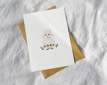 Sheldon the Sheep Greeting Card, Greeting Cards, Animal Greeting Cards, Cute Greeting Cards, Cards for Her, Cards for Him
