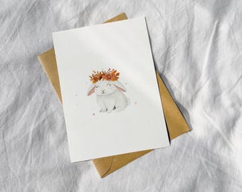 Rowena the Rabbit Greeting Card, Greeting Cards, Animal Greeting Cards, Cute Greeting Cards, Cards for Her, Cards for Him