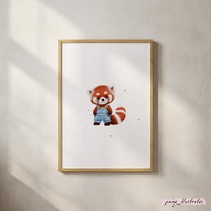 Reggie der rote Panda Illustration | Aquarell Illustration | Tier Illustration | Wandkunst | Wanddekoration | Kinderzimmer Dekor