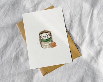 Hector the Hedgehog Greeting Card, Greeting Cards, Animal Greeting Cards, Cute Greeting Cards, Cards for Her, Cards for Him