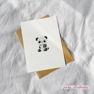 Pablo der Panda Grußkarte, Grußkarten, Tier Grußkarten, Niedliche Grußkarten, Karten für Sie, Karten für Ihn