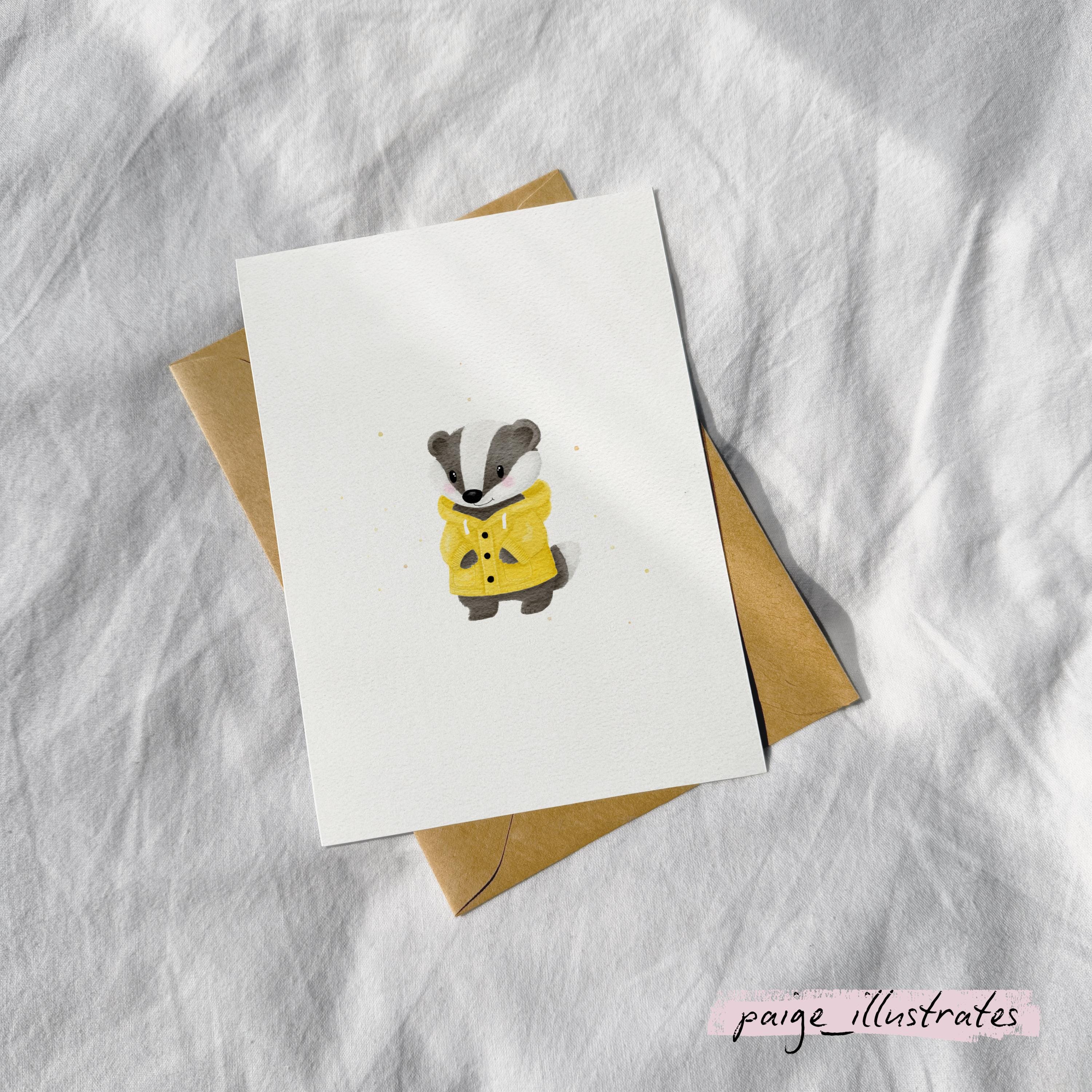 Barry the Badger Greeting Card, Greeting Cards, Animal Greeting Cards, Cute Greeting Cards, Cards for Her, Cards for Him