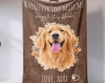 Custom Pet Photo Blanket With Name, Personalized Dog Cat Blanket, Pet Memorial Gift, Dog Dad Gift, Custom Picture Blanket For Pet Lovers