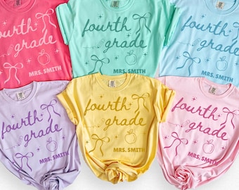 Custom Teacher Last Name Shirt, 4th Grade Teacher Shirt, Fourth Grade Teacher shirt, Back To School Teacher Appreciation Gift 4th grade tee