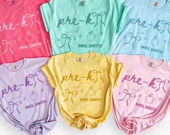 Custom Teacher Last Name Shirt, Prek Teacher Shirt, Back to School Teacher Tee, Teacher Appreciation Gift, Custom Pre K Teacher Shirt