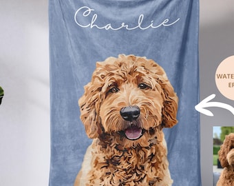Custom Pet Blanket With Photo And Name, Personalized Dog Portrait Gift, Cat Picture Throw, Dog Mom Gift, Pet Memorial, Cat Picture Blanket