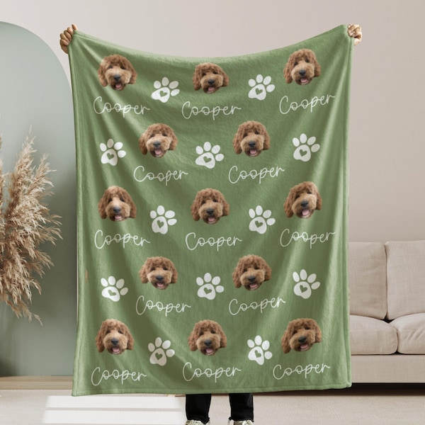 Custom Pet Photo Blanket With Name, Personalized Dog Cat Blanket, Pet Memorial Gift, Dog Dad Gift, Custom Picture Blanket For Pet Lovers