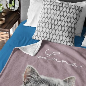 Custom Pet Blanket With Photo And Name, Personalized Dog Portrait Gift, Cat Picture Throw, Dog Mom Gift, Pet Memorial, Cat Picture Blanket image 4