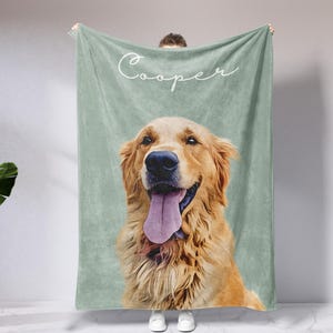 Custom Pet Blanket With Photo And Name, Personalized Dog Portrait Gift, Cat Picture Throw, Dog Mom Gift, Pet Memorial, Cat Picture Blanket image 5