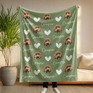 Custom Pet Photo Blanket With Name, Personalized Dog Cat Blanket, Pet ...