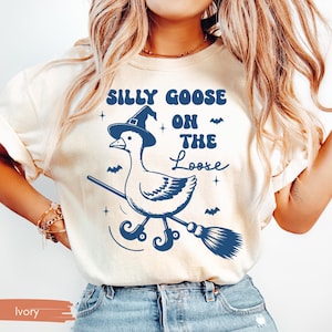 Funny Goose Shirt Silly Goose  on the Loose Shirt Funny Halloween Shirt, Halloween Women Shirt, Funny Shirt for Women  Funny Shirt Gift