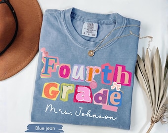 Custom Teacher Last Name Shirt, 4th Grade Teacher Shirt, Fourth Grade Teacher shirt, Back To School Teacher Appreciation Gift 4th grade tee
