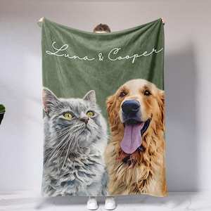 Custom Pet Blanket With Photo And Name, Personalized Dog Portrait Gift, Cat Picture Throw, Dog Mom Gift, Pet Memorial, Cat Picture Blanket image 7