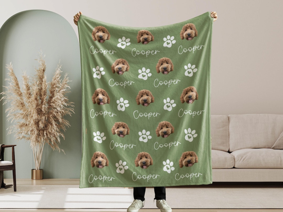 Custom Pet Photo Blanket With Name, Personalized Dog Cat Blanket, Pet ...