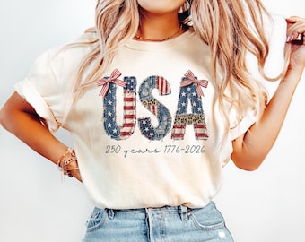 Comfort Colors® Faux Patchwork  USA Shirt, United States Shirt, 4th of July Shirt, Floral Patriotic Shirt, USA Shirt, American Flag Shirt