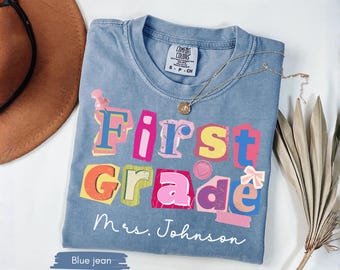 Custom Teacher Last Name Shirt, 1st Grade Teacher Shirt, First Grade Teacher shirt, Back To School Teacher Appreciation Gift 1st grade shirt