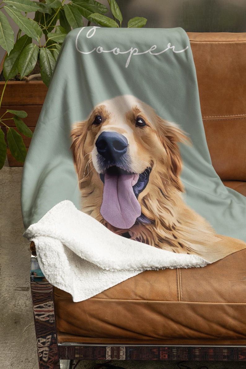 Custom Pet Blanket With Photo And Name, Personalized Dog Portrait Gift, Cat Picture Throw, Dog Mom Gift, Pet Memorial, Cat Picture Blanket image 6