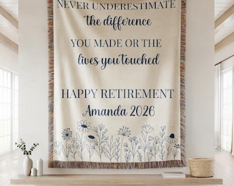 Personalized Retirement Blanket, Custom Gift For Retiring Coworker, Teacher Nurse Boss Retirement Gift For Her, Officially Retired Throw