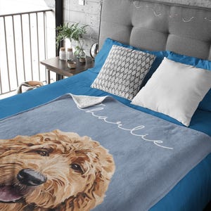 Custom Pet Blanket With Photo And Name, Personalized Dog Portrait Gift, Cat Picture Throw, Dog Mom Gift, Pet Memorial, Cat Picture Blanket image 2