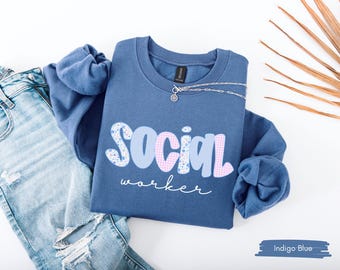Floral Social Worker Sweatshirt, School Social Work Shirt, MSW Graduation Gift, Coquette Counselor Crewneck, LSW Therapist Sweater