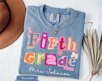 Custom Teacher Last Name Shirt, 5th Grade Teacher Shirt, Fifth Grade Teacher shirt, Back To School Teacher Appreciation Gift 5th grade tee