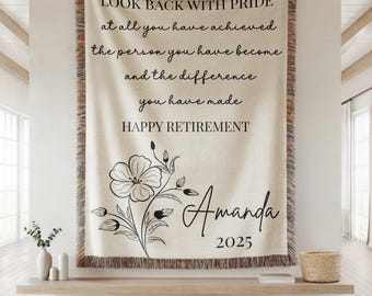 Personalized Retirement Blanket, Custom Gift For Retiring Coworker, Teacher Nurse Boss Retirement Gift For Her, Officially Retired Throw