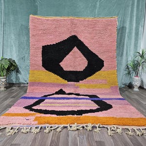 Moroccan Rug pink- Moroccan wool Rug- Berber Rug -Beni ourain rug custom Rug- Handmade Rug- Morocco rug - Moroccan berber rug pink-Large rug