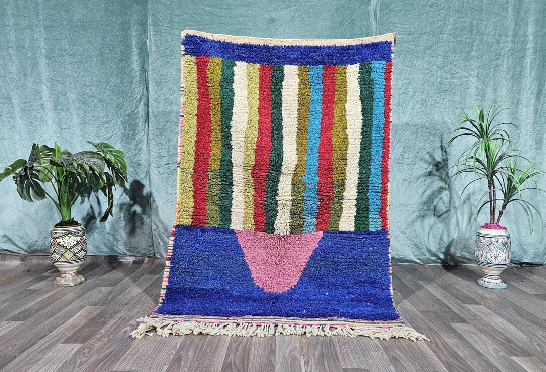 UNIQUE BLUE DESIGN, Moroccan Beni Ourain Carpet, Custom Natural Wool ...