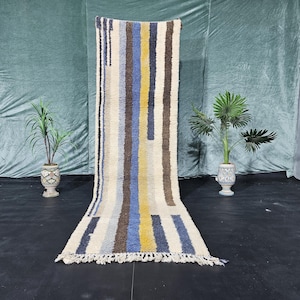 Custom Moroccan Runner Beni Ourain Runner Rug, Custom Hallway Beige Rug Runner, Bespoke Long Runner Brown Berber Carpet