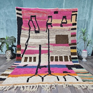 colorful Rug Moroccan, Custom Morrocan Rug, Beni Ourain Rug, Handmade Rug, Moroccan Area Rug, Moroccan Berber Rug