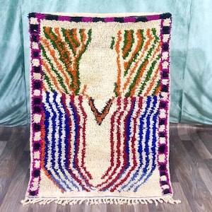 White Moroccan rug,Beni ourain rug,Berber carpet,area rug,Handmade rug,Beni ouarain carpets, Oriental rug, Tribal rug,Tapis berbere.