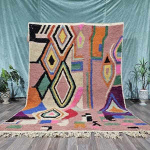 Colorful Moroccan Rug, Custom Fabulous Boujad Rug, Abstract Multicolored Carpet, Handmade Moroccan Rug, Bohemian rug