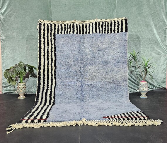 Moroccan Rug, Blue Rug, Custom Beni Ourain Rug, Warm Striped Rug, Blue Moroccan Rug, Custom Rug, Handmade Wool Rug,Berber Carpet, Winter Rug