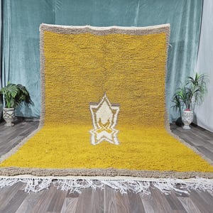 AMAZING MOROCCAN Yellow Rug, Handmade Morrocan Rug, Authentic Berber Rug, Bohemian Style Rug For Living Room, Wool Rug, Yellow Moroocan Rug