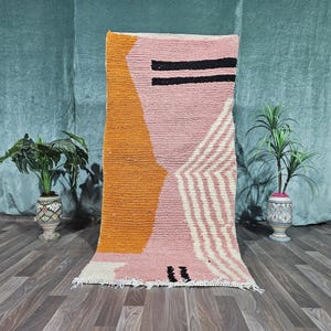 Runner Custom Beni Ourain rug - Runner Moroccan Rug - Pink Runner Rug - Hallway runner Morrocan - Soft Wool runner - Berber runner Pink