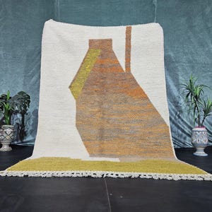 Weißer Marokkanischer Teppich Handgemacht, Beni Ourain Stil Marokko Berber Teppich, Wollteppich, Wollteppich, Teppich, Wollteppich Marokkanisch