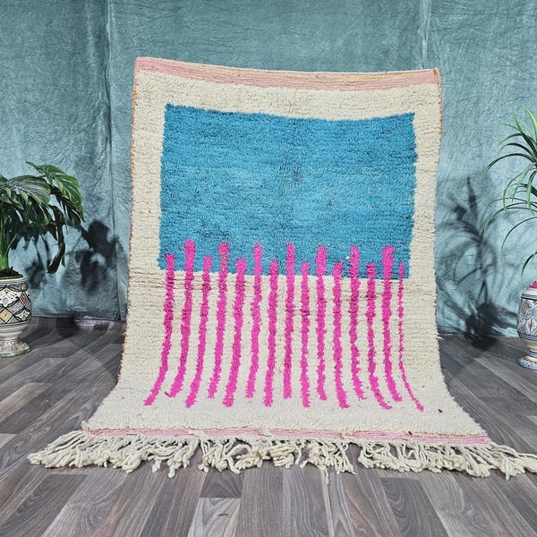 Pink Moroccan Rug -Moroccan Boujaad Rug - Handmade Rug - Custom Moroccan Rug - Pink Rug- Berber Rug - Home Decor - Wool Rug Rug - Berber Rug