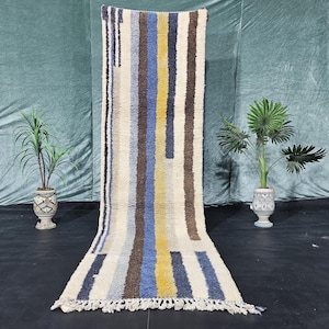 Moroccan Custom Runner Rug, Beni Ourain Runner Rug, Custom Hallway Colorful Rug Runner, Bespoke Long Runner Rug, Berber Azilal Rug, Cozy Rug