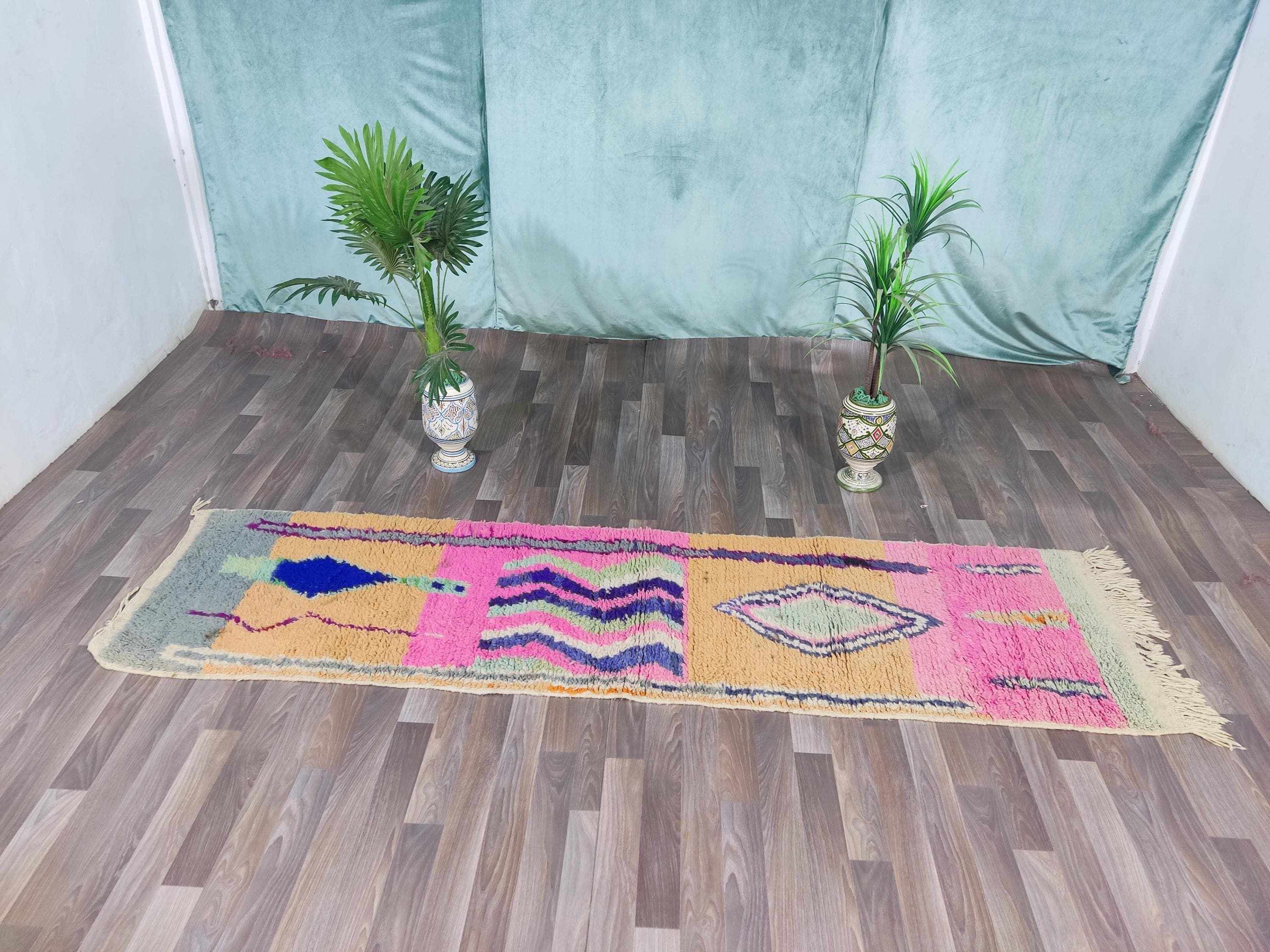 モロッコオレンジラグ、レッドベニウラインラグ、レッドハンドメイド