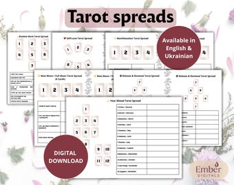 Tarot Spread Templates for GoodNotes and Printing, Self Love and Manifestation Reading Layouts
