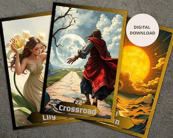 Printable Baroque Lenormand Oracle Deck, Cinematic Tarot Cards, Digital Download Guidebook PDF