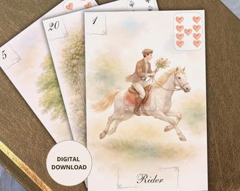 Printable Luminous Watercolor Lenormand Deck Printable, Minimalist Oracle Cards, Digital Download